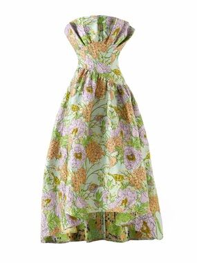 Colorful Jacquard Embossed Strapless Maxi